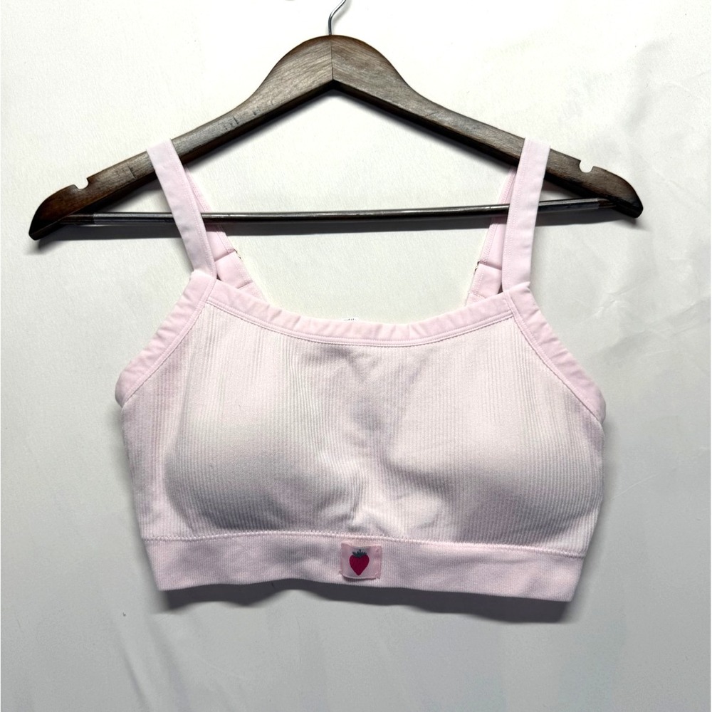 Icy Hot Lingerie Sports Bra Womens Large Pink‎ Textured Nylon Padded Seamless